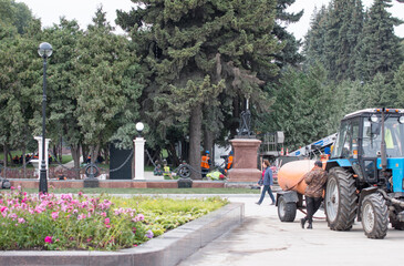 Naklejka premium North river station. Reconstruction of the Park