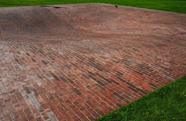 concave red brick platform