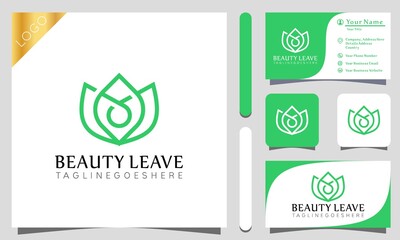 Nature Beauty Leaf elegant logos design inspiration vector illustration with line art style, cosmetic,  fashion, modern company icon business card