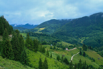 Valle del río Dambovita en el corazón de los Cárpatos, Rumanía.