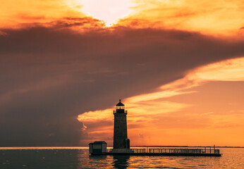 lighthouse at sunset