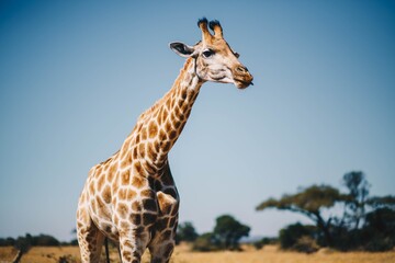 giraffe in africa - obrazy, fototapety, plakaty
