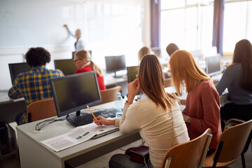 Classroom with pupils on lecture