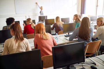 Back view of pupils in classroom