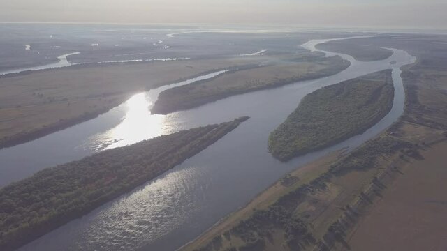 Aerial view of Buzan river in Russia