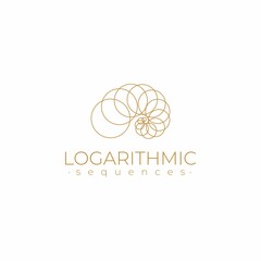 Sacred geometry logo template. Logarithmic sequences. Fibonacci spiral logo design. Golden ratio. Flower of life. Divine proportion