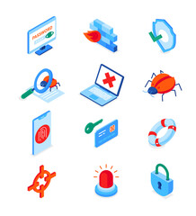 Data protection - modern colorful isometric icons set