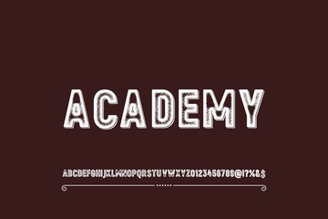 vintage font, typography vector, alphabet design, letters and numbers and brown style
