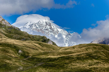 Fototapeta premium Mountain landscape in the alps, Petit Saint Bernard pass to go in Italy