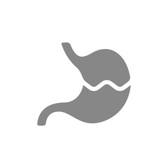 Broken human stomach grey icon. Damaged, diseased internal organ symbol