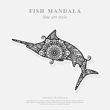 Sailfish Mandala Vector Line Art Style