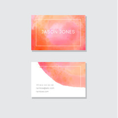 Watercolor orange bright business card design template