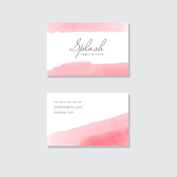 Watercolor light pink business card design template