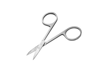 Opened manicure scissors isolated on white background.