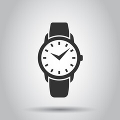 Wrist watch icon in flat style. Hand clock vector illustration on white isolated background. Time bracelet business concept.