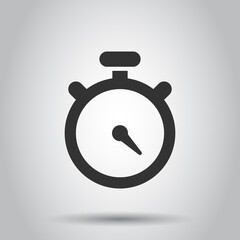 Clock icon in flat style. Watch vector illustration on white isolated background. Timer business concept.