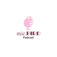bird mascot on podcast logo design concept collection
