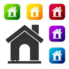 Black House icon isolated on white background. Home symbol. Set icons in color square buttons. Vector Illustration.