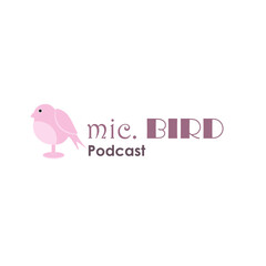 bird mascot on podcast logo design concept collection