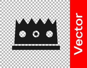 Black King crown icon isolated on transparent background. Vector.