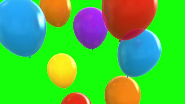 3d rendered animation of flying balloons