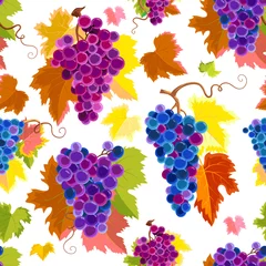Wandaufkleber Autumn Grapes Seamless Pattern © inshpulya5791