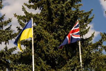 Flags of Ukraine and United Kingdom of Great Britain