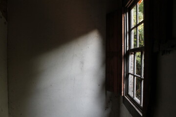 window in dark room