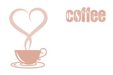 cup with coffee on a white background. the inscription on the photo "coffee"