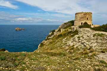 Fototapeta na wymiar Torre de d'Aubarca, año 1751.Península de Llevant.Arta.Mallorca.Islas Baleares. España.