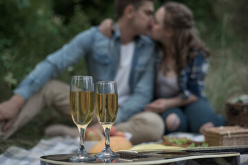 young couple drinking wine