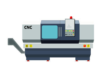 vector illustration of CNC lathe machine tool