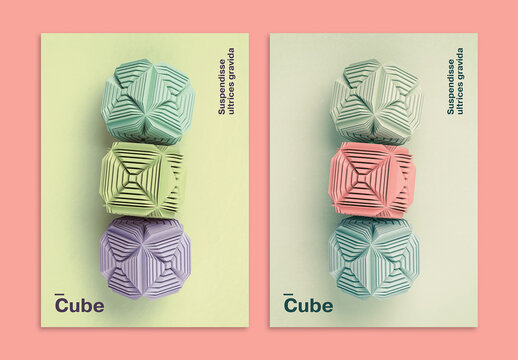 3D Cubes Art Poster Layout  