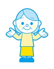 Obraz premium 両手を広げる高齢女性 シンプルカラー