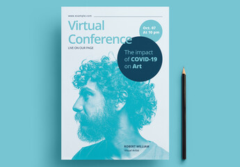 Virtual Conference Flyer Layout with Cyan Accents