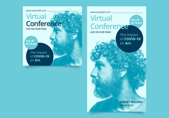 Virtual Conference Social Media Post Layout with Cyan Accents