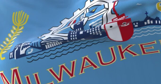 Flag of Milwaukee, city of United States of America - loop