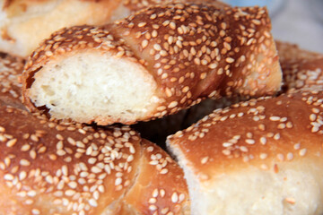 hot and fresh sesame bagel