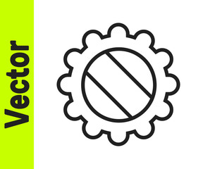 Black line Bottle cap icon isolated on white background. Vector Illustration.