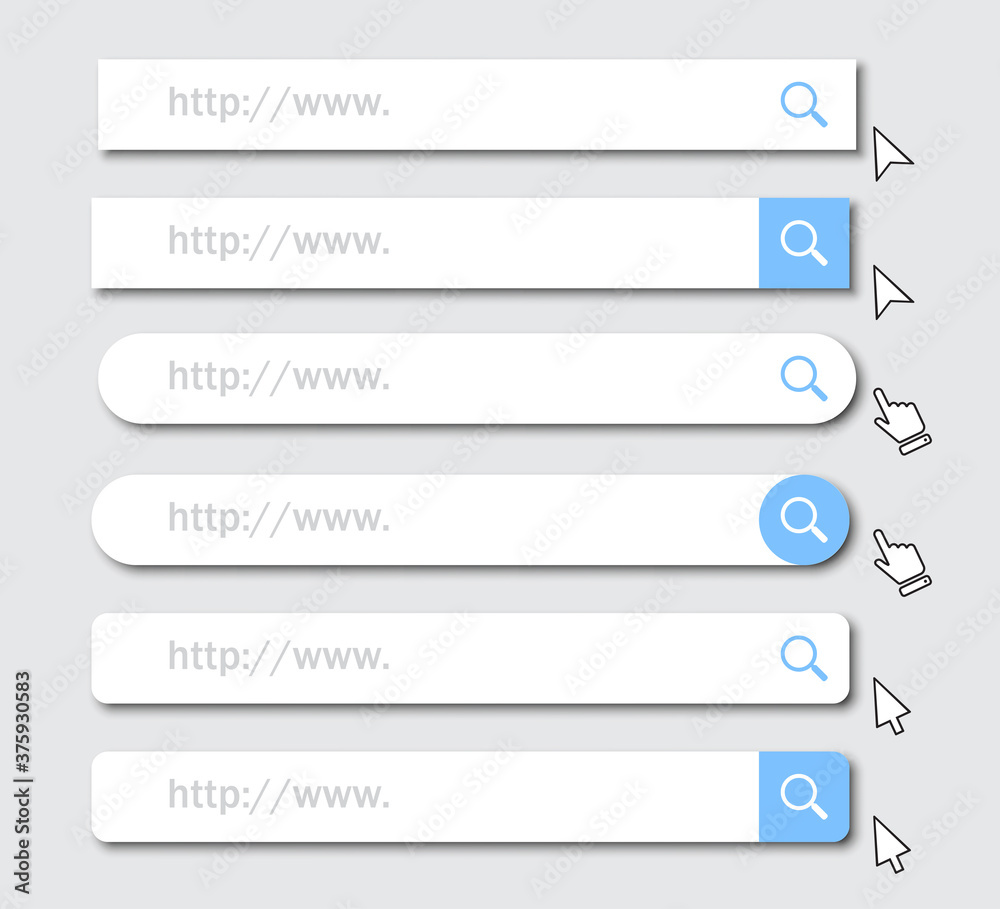 Aufkleber Set of www address search bar icons with shadow