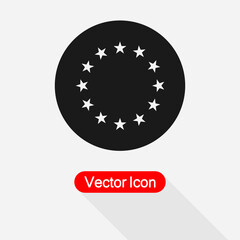 EU Flag Icon, Round Star Icon Vector Illustration Eps10