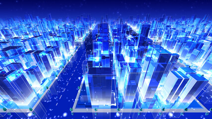 City night Building Simple Modern Skyscraper business 3D illustration background.