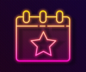 Glowing neon line Day calendar with date July 4 icon isolated on black background. USA Independence Day. 4th of July. Vector.