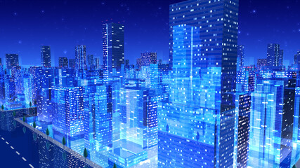 City night Building Simple Modern Skyscraper business 3D illustration background.