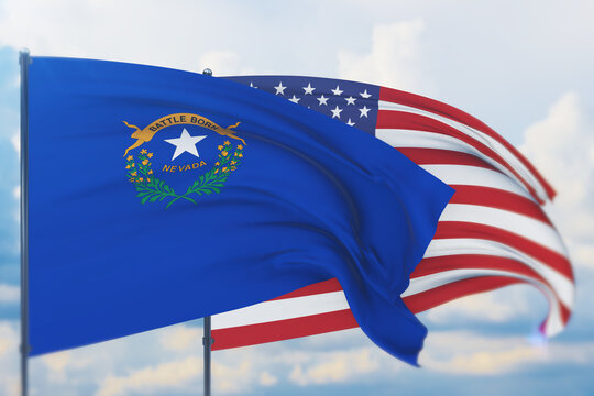 State of Nevada flag. 3D illustration, flags of the U.S. states and territories