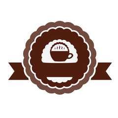 Cup of hot coffee. Coffee logo