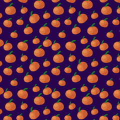 seamless pattern with pumpkins on a purple background