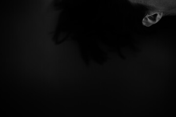Details of body of beautiful girl, fashion and art, authentic black and white photo shoot