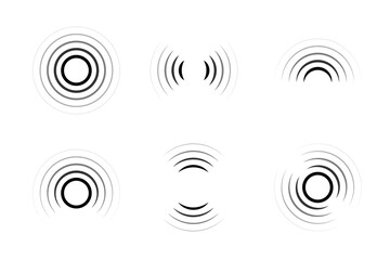 Set of signal icons. Sonar or radar sound waves. Radio waves. Internet connection.