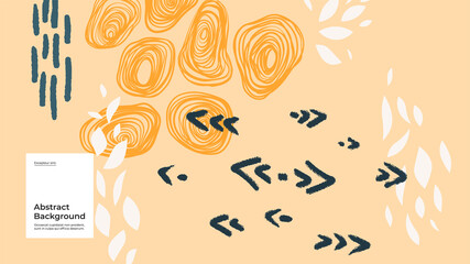 Abstract background illustration. Colorful lines, spots, dots and paint strokes. Decorative wallpaper, backdrop. Hand drawn texture, decor elements and shapes. Eps10 vector.